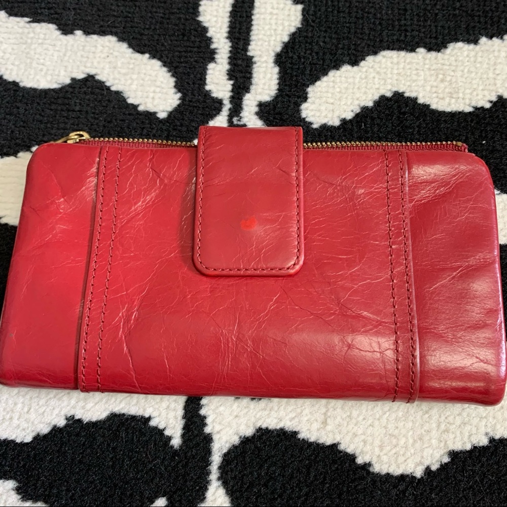 Fossil Red Leather Trifold Wallet Large - image 2